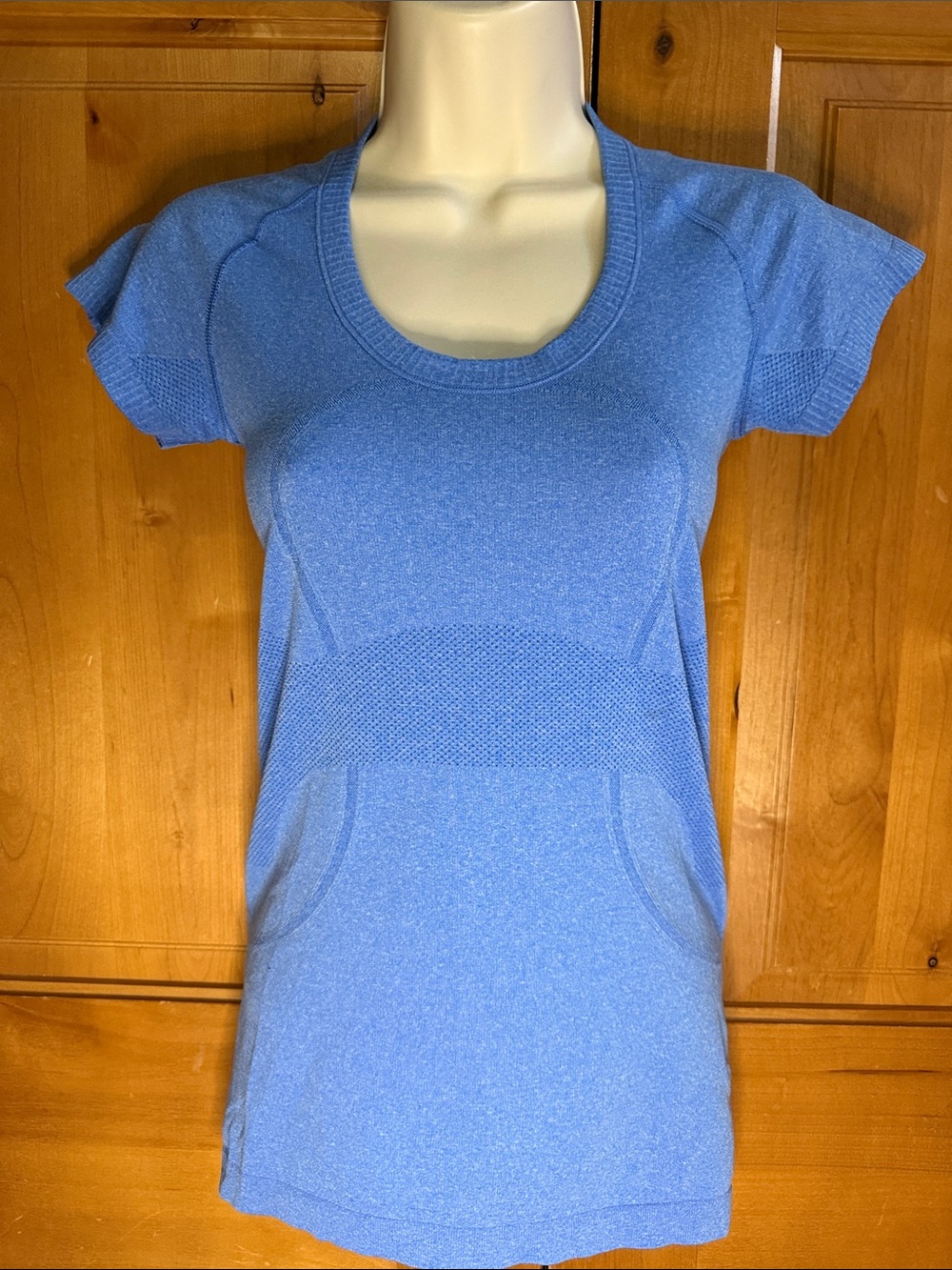 Lululemon, Shifty Tech Short Sleeve — Blue, women size 4, excellent condition.